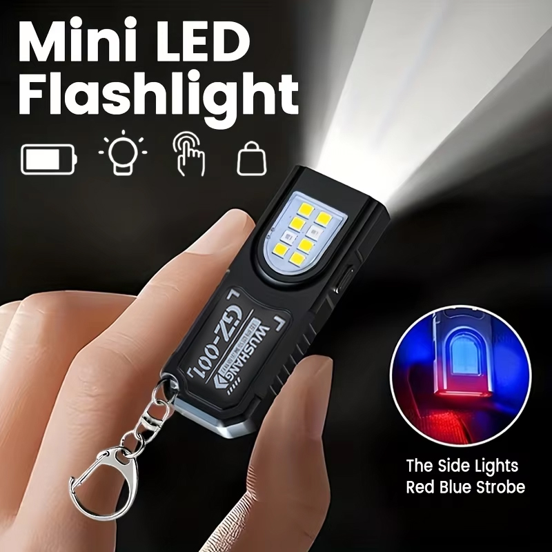 Outdoor Adventure Camp - Multifunktionale Schlüsselanhänger-Taschenlampe, USB wiederaufladbar, Mini-Taschenlampe mit