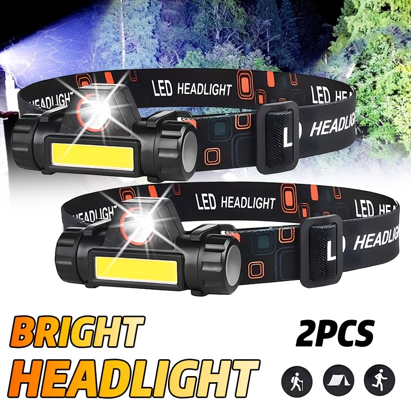Headlamp Waterproof Rechargeable - Wiederaufladbare COB-LED-USB-Stirnlampe mit starkem Magnet, leistungsstarker