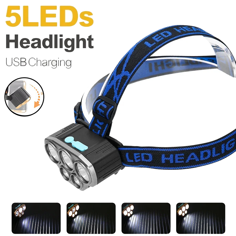 Wiederaufladbare 5-LED-Stirnla – Headlamp Waterproof Rechargeable Bewertung und Preis